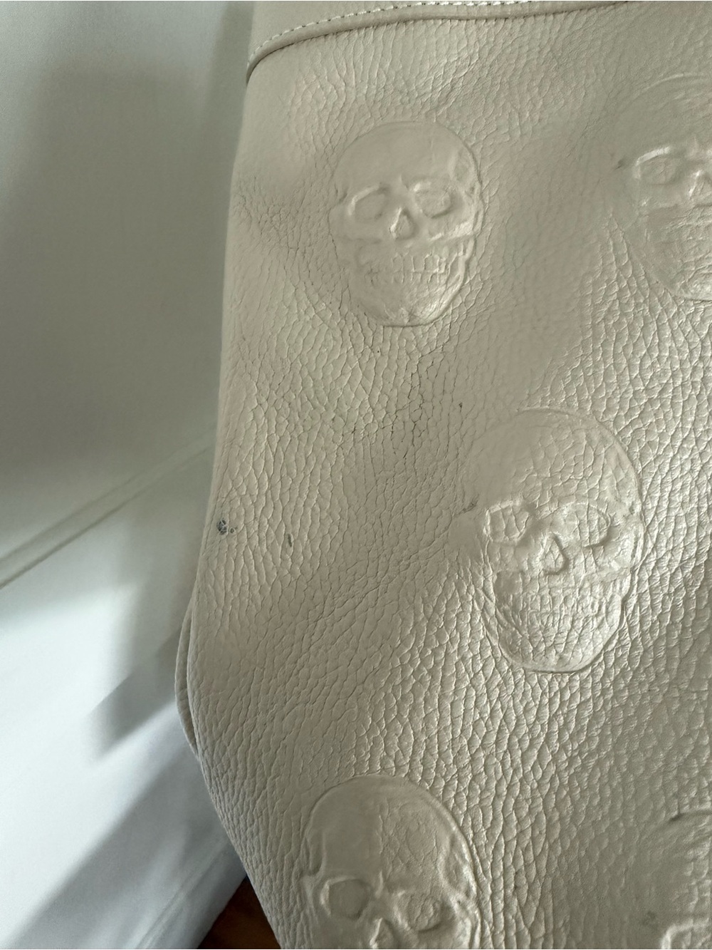 Embossed Skull Tote Bag in Light Taupe - Picture 3 of 15